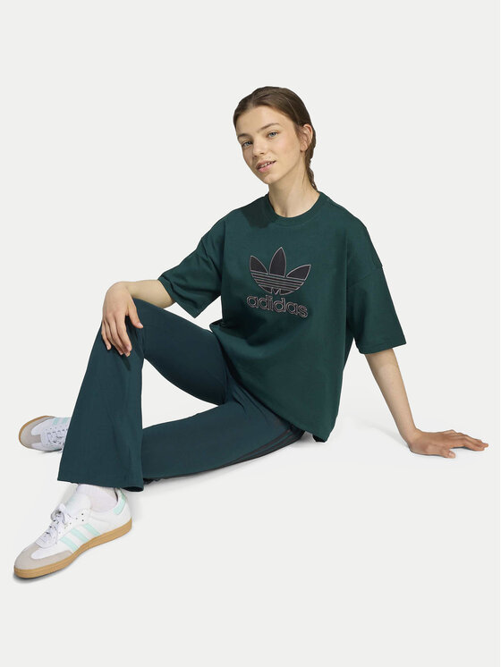 Леггинсы slim fit adicolor JV8617 Adidas, зеленый — фото 2