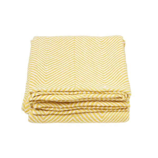 

Покрывало Homescapes Halden mit Chevron-Muster, 225x1x255 см цвет gelb-weiß