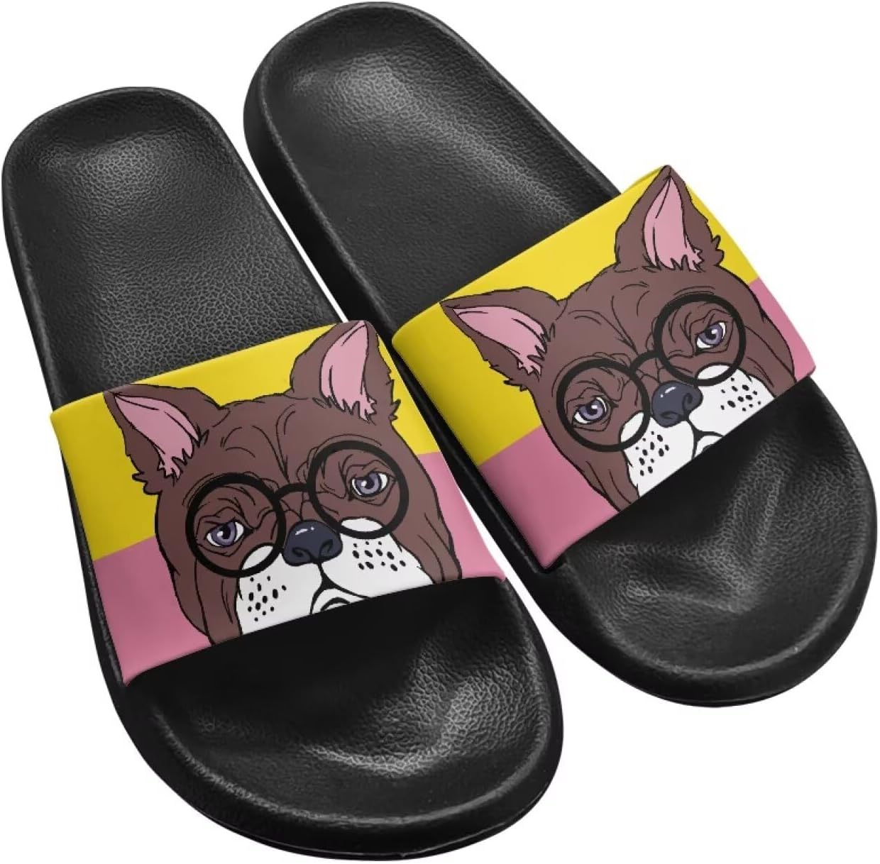 

Сандалии-шлепанцы Jrysaedy для женщин и мужчин, ультракомфортные, восстанавливающие форму, мягкие летние пляжные тапочки, Funny Glasses Pugs