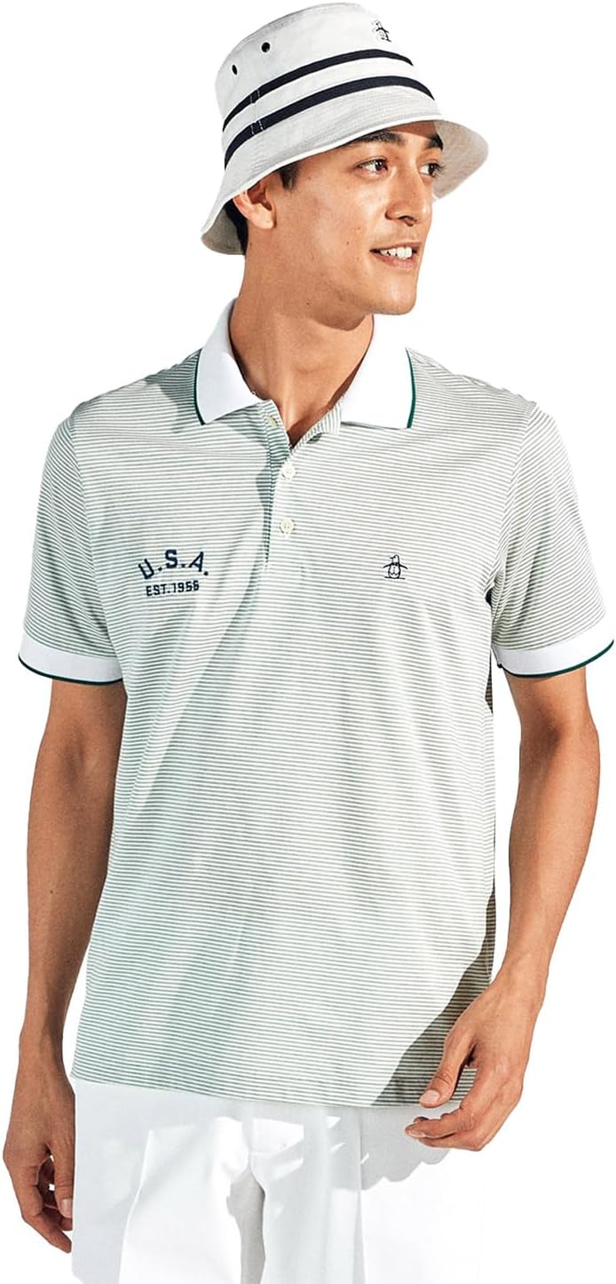 

Мужская рубашка с коротким рукавом Munsing Wear MG5SHS43M, воротник, окантовка из плотной пике, влагоотводящая, быстросохнущая, для игры в гольф Munsingwear, зеленый