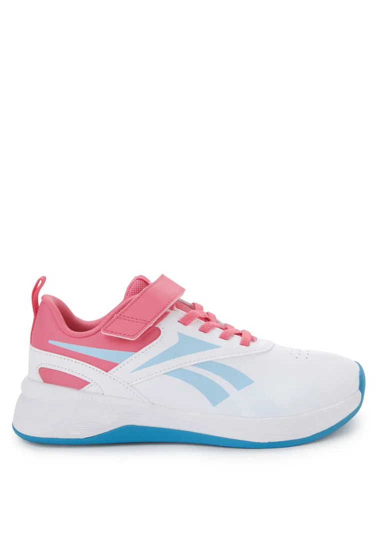 Кроссовки детские спортивные, стрейч-кружево и верхний ремешок, Nano Play Syn Stretch Lace & Top Strap Reebok, белый/синий/розовый