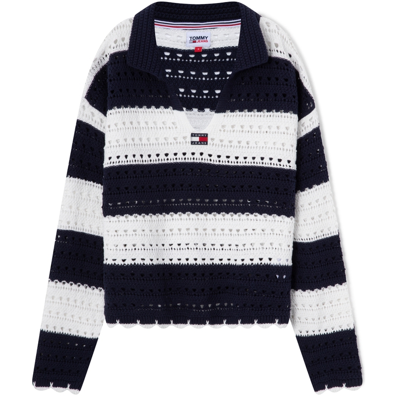 

Tommy Hilfiger Трикотажное изделие женское, темно-синий, белые полосы, V-образный вырез, умеренный стиль, другие цвета