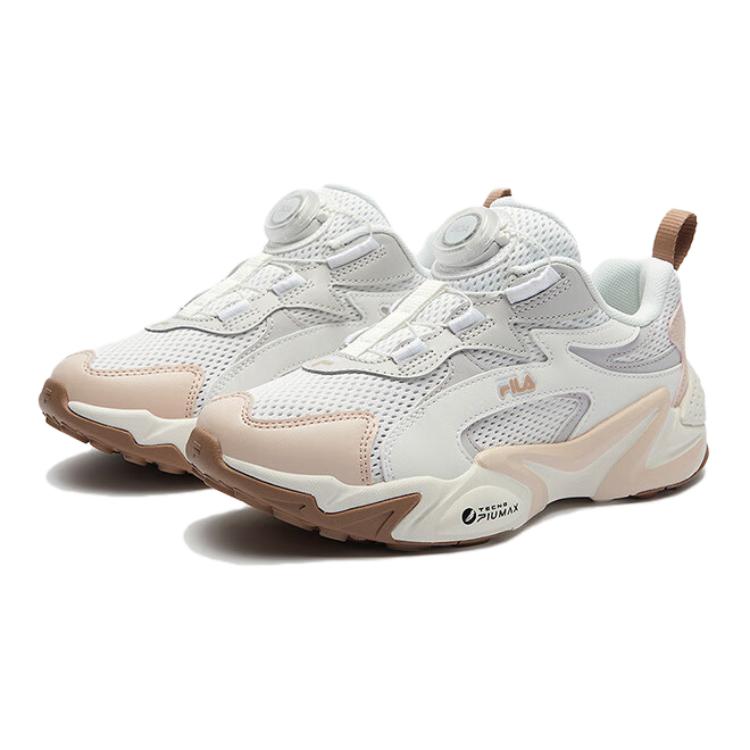 FILA KIDS Кроссовки BOA с противоскользящей подошвой, износостойкие, в стиле ретро, белые, светло-розовые — фото 3