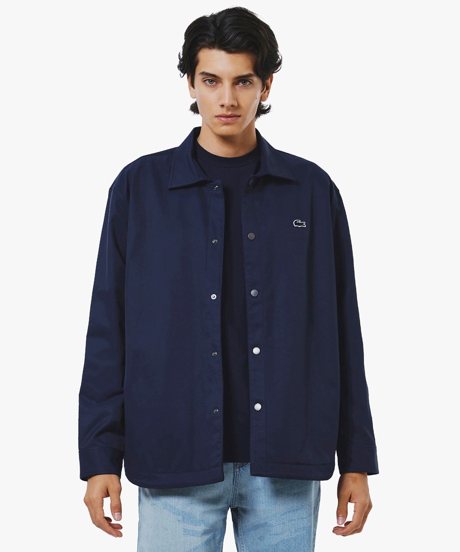 Однотонная двусторонняя рубашка в клетку «буффало» (верхняя одежда) LACOSTE, Navy