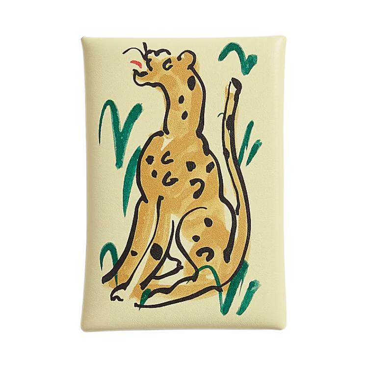 

HERMES Картхолдер Calvi Duo Swift Calfskin женский светло-желтый