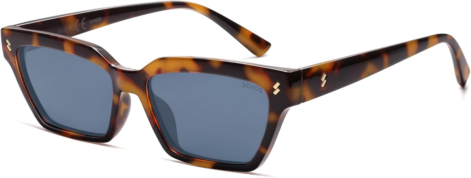 

SOJOS Модные поляризованные солнцезащитные очки для женщин и мужчин в стиле ретро-винтаж 90-х, милые очки «кошачий глаз», узкие солнцезащитные очки SJ2381, Tortoise Frame Grey Lens
