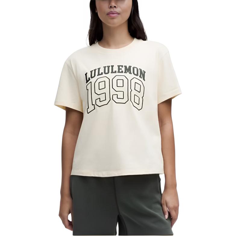 

Футболка свободного кроя женская Lululemon, светлая слоновая кость, Бежевый, Футболка свободного кроя женская Lululemon, светлая слоновая кость