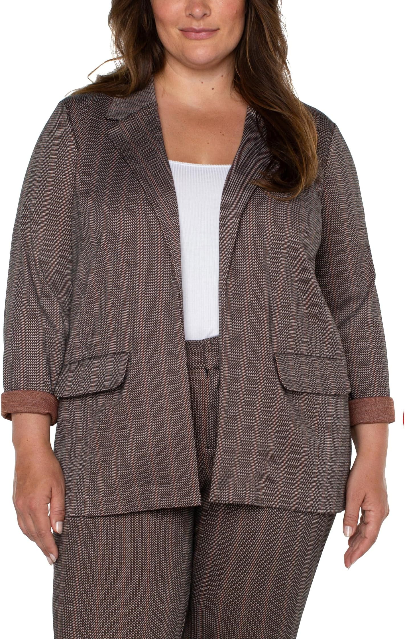 

Блейзер Liverpool Los Angeles Plus Size Boyfriend Blazer with Princess Darts, цвет Black Brick Jacquard Stripe