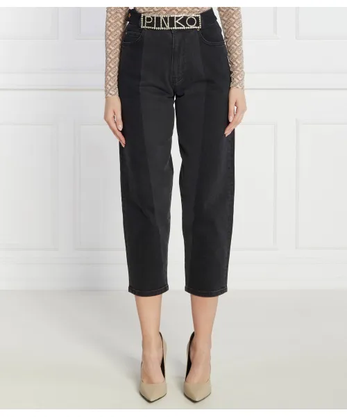 

Ремень Мэдди, джинсы mom fit, bla Regular fit Pinko, серый
