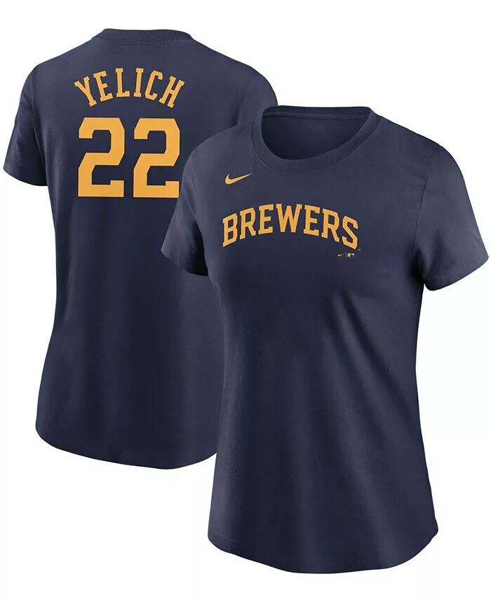 

Женская футболка Christian Yelich Navy Milwaukee Brewers с именем и номером Nike