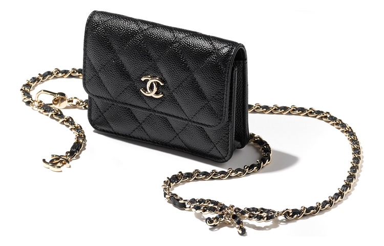 CHANEL Женская поясная сумка из зерненой телячьей кожи черная — фото 2