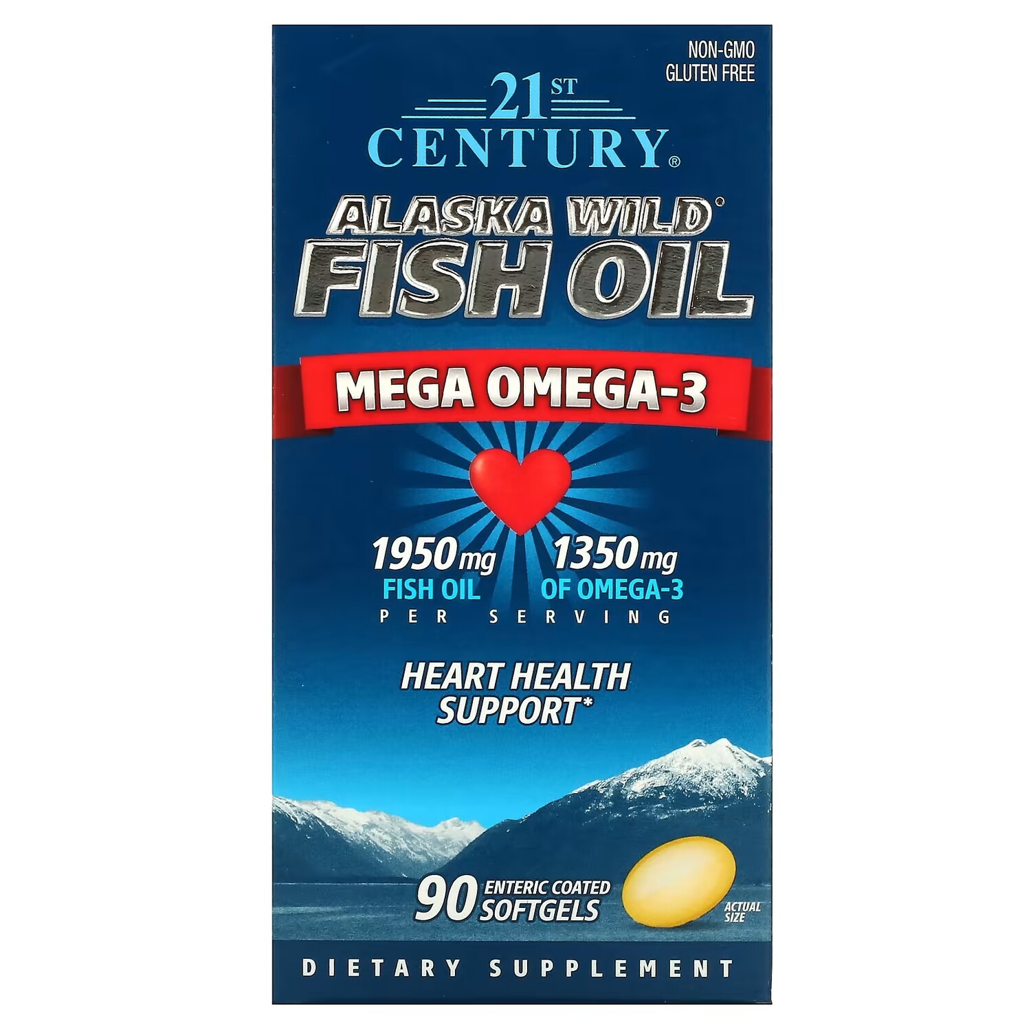 

Добавка 21st Century Wild Fish Oil Mega Omega 3, 90 мягких таблеток