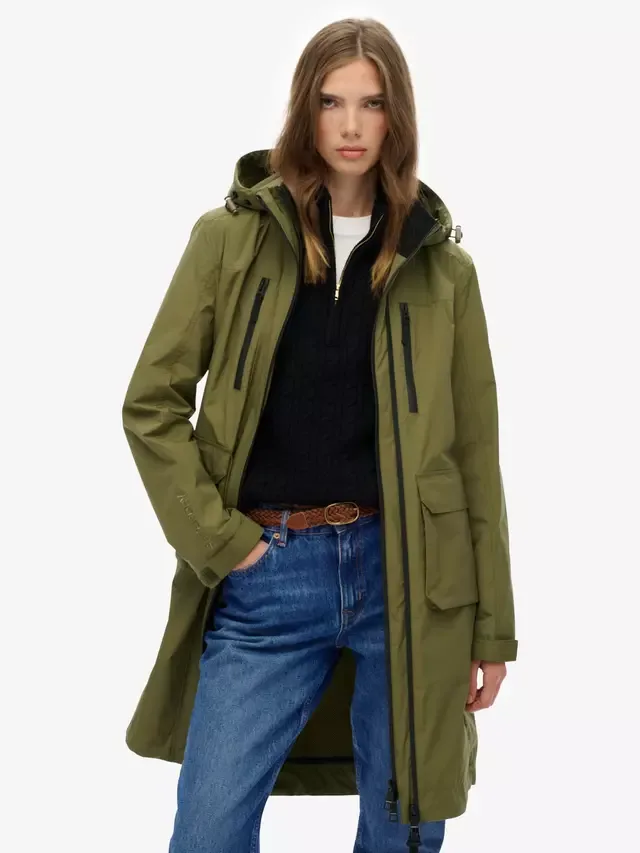 Длинная парка с капюшоном, цвет хаки Superdry