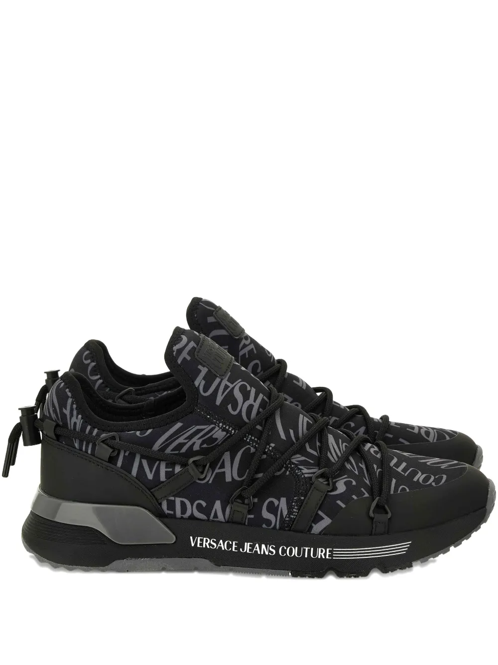 

Кроссовки на шнуровке с логотипом Versace Jeans Couture, черный