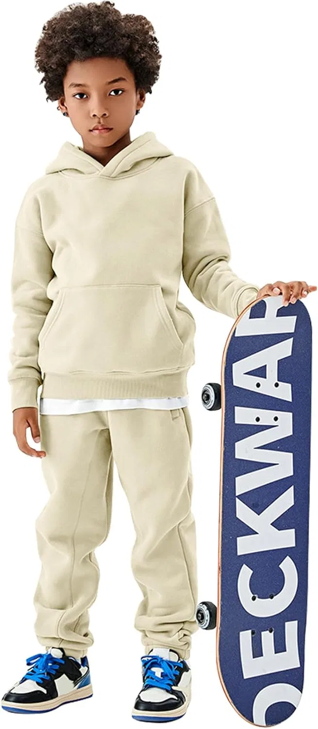 Детский спортивный костюм из флиса COZYPOIN, комплект из толстовки и брюк, Beige — фото 4