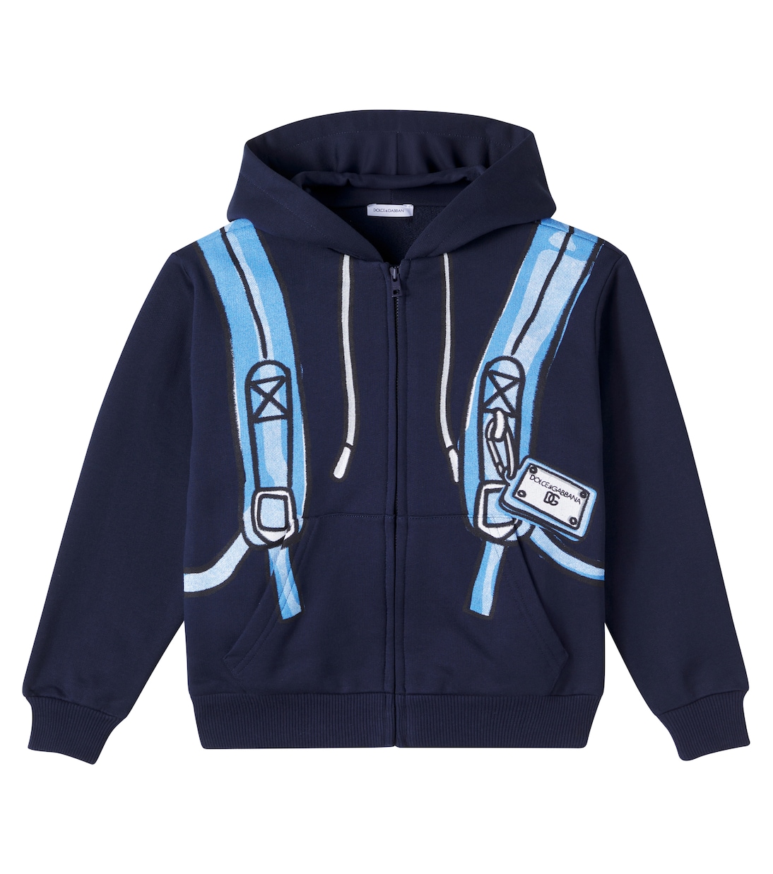 

Хлопковая толстовка с принтом Dolce&Gabbana Kids, Zaino Dg Fdo Blu