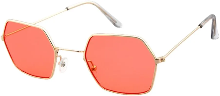 

Модные женские солнцезащитные очки в шестиугольной металлической оправе с зеркальными линзами, винтажные солнцезащитные очки для женщин TYUVIVO, C6 Gold Red