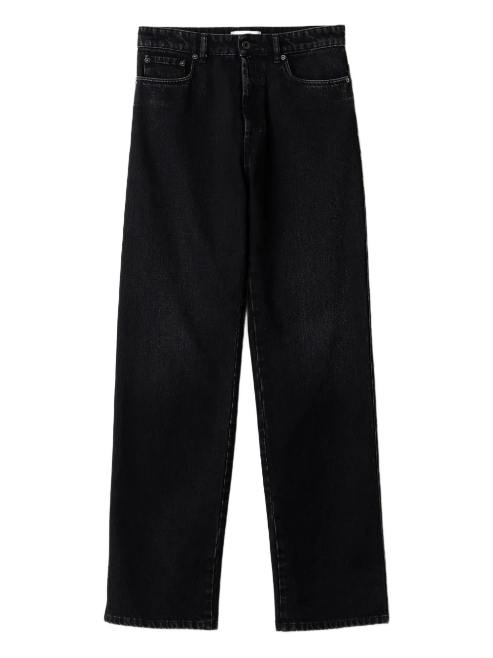 

Джинсы с эффектом стирки и контрастной строчкой Miu Miu, черный