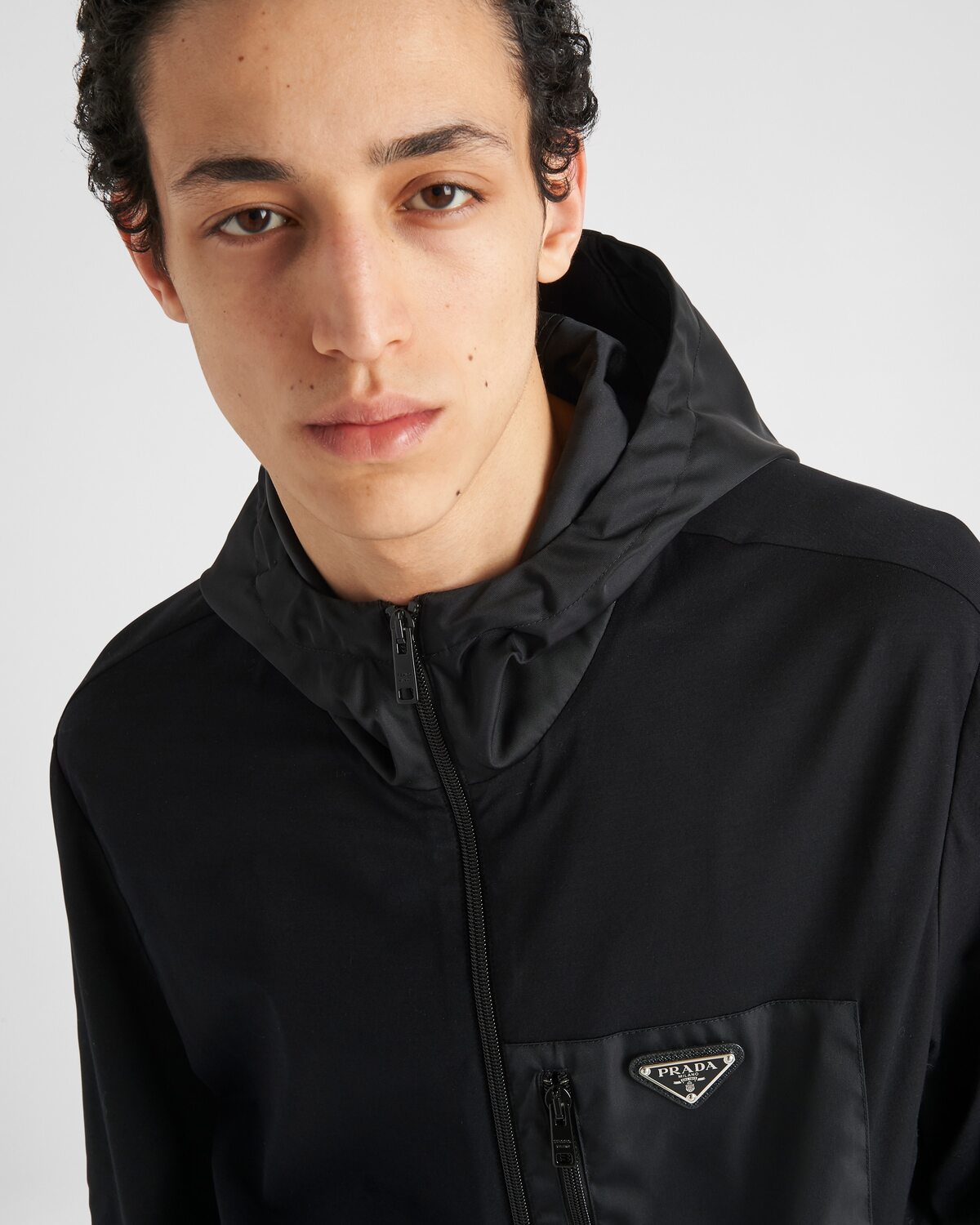 Кардиган из технического хлопка и Re-Nylon Prada, черный — фото 3