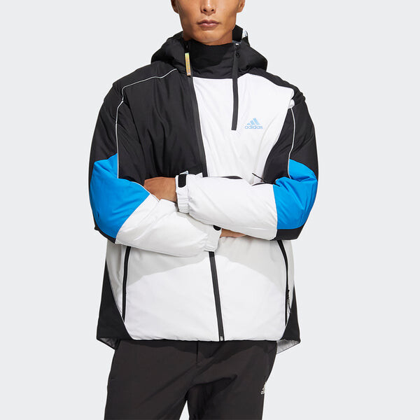 Пуховик adidas Winter Down Jkt Colorblock Splicing Sports hooded With Down Feather Jacket White, белый — фото 2