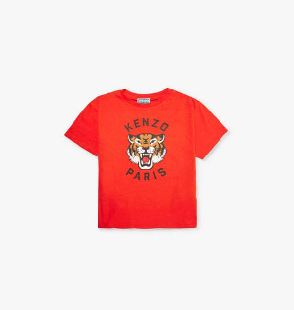 

Футболка из хлопкового джерси с вышивкой тигра 4-12 лет Kenzo, красный