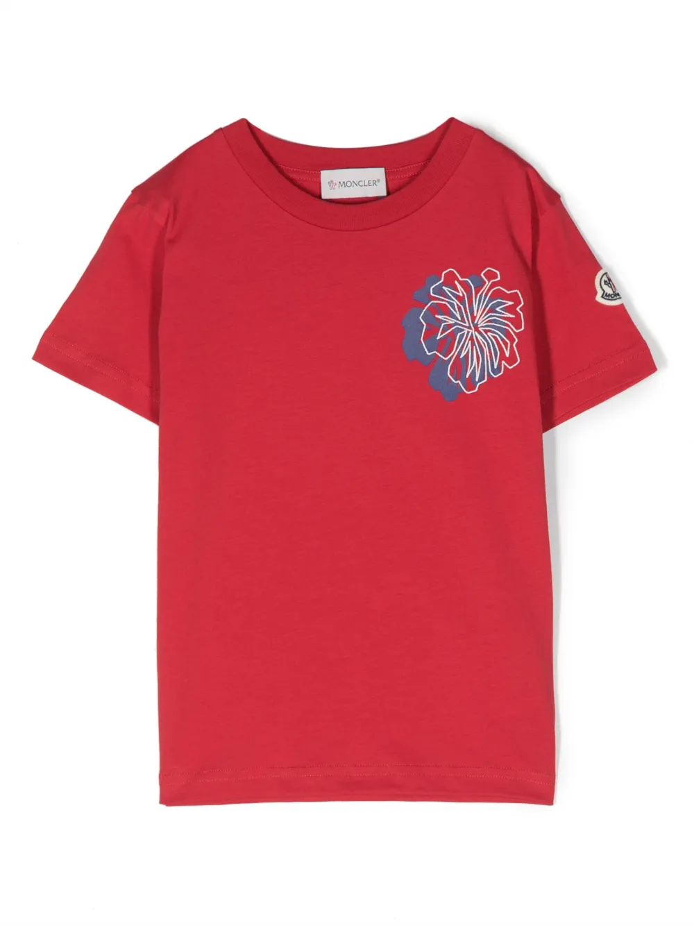 

Футболка с цветочным принтом Moncler Enfant, красный