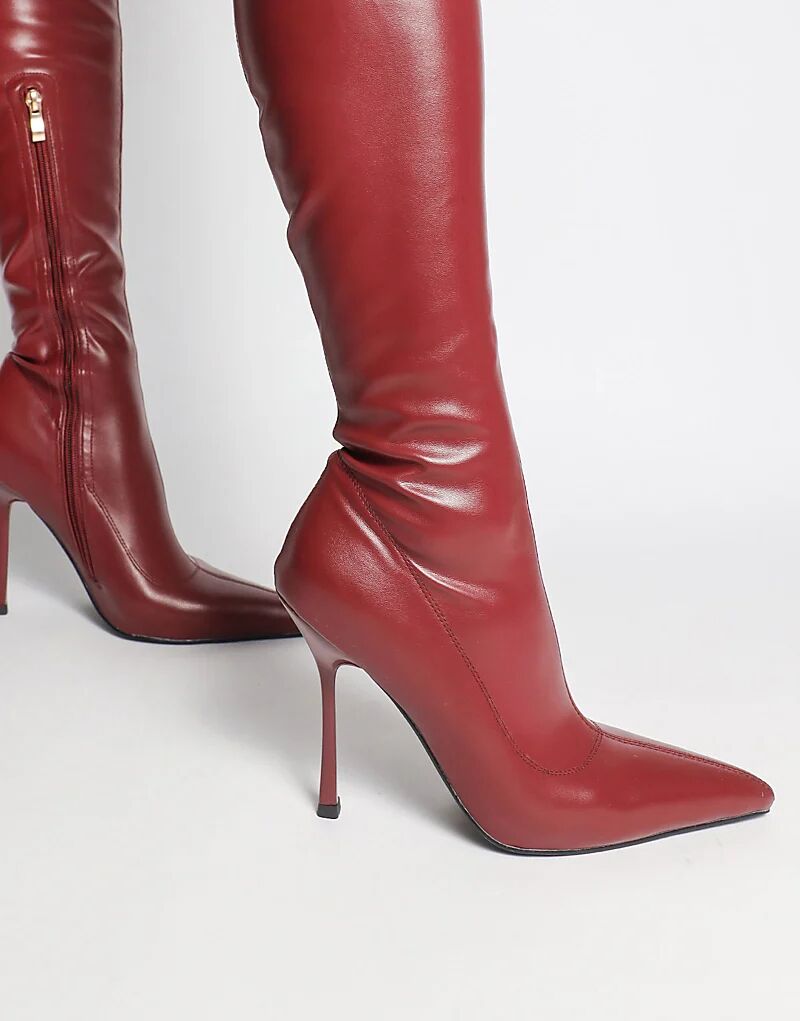 Сапоги выше колена SIMMI Shoes Hades бордового цвета — фото 3