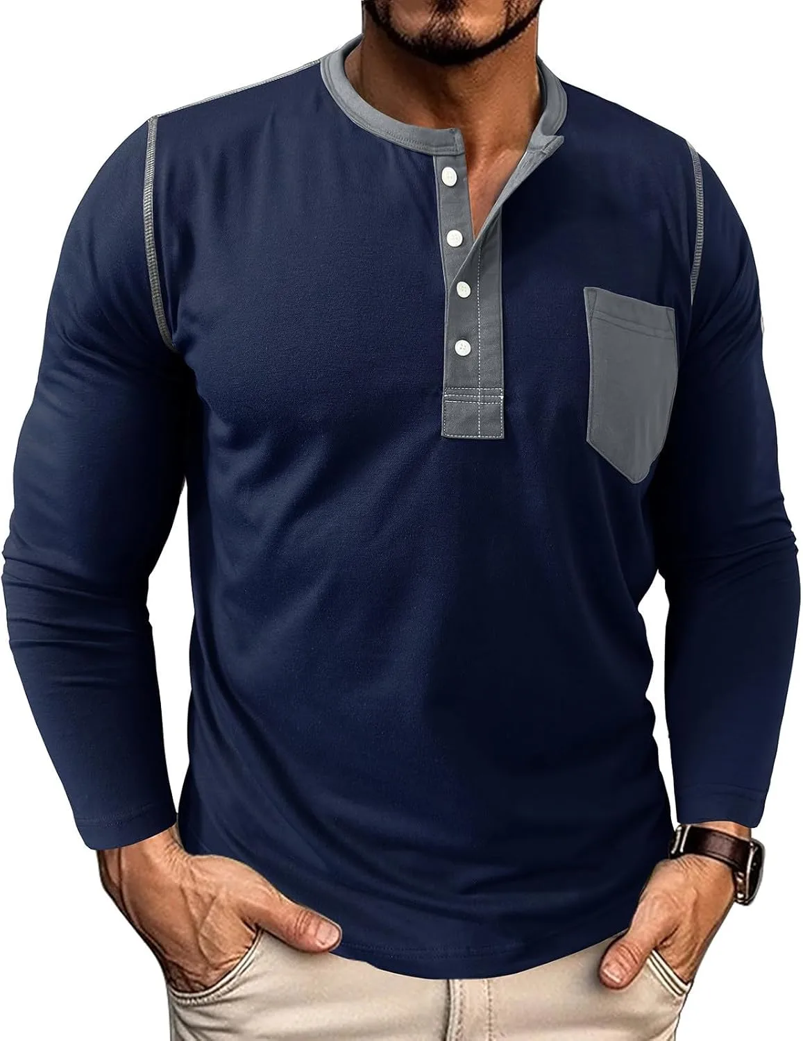 

Ymosrh Мужская повседневная футболка-поло с длинным рукавом, легкая, S-3XL