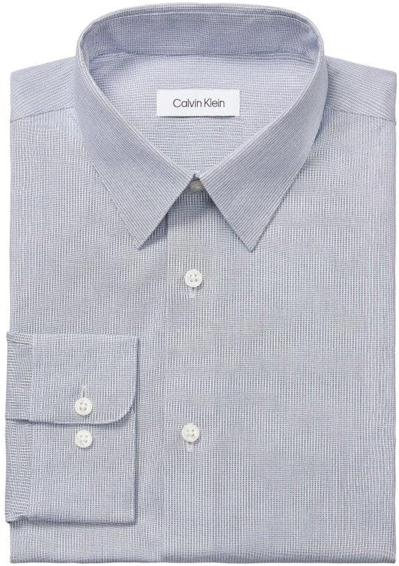 Мужская рубашка Calvin Klein, не требующая глажки, эластичная, приталенная, в клетку, Deep Navy — фото 3