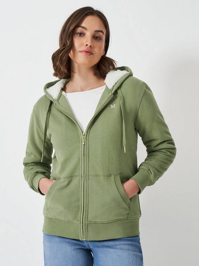 

Толстовка на молнии с подкладкой из борга Crew Clothing, цвет Light Green