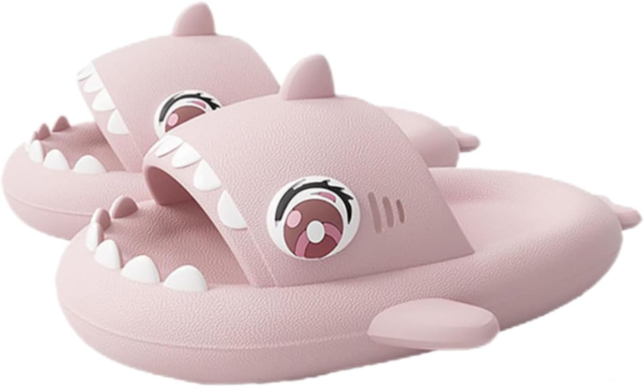 

Тапочки с большой глазастой акулой, оригинальные милые забавные 3D тапочки с большой глазастой акулой, нескользящие Шлепацы с акулой для мужчин и женщин Generic, розовый