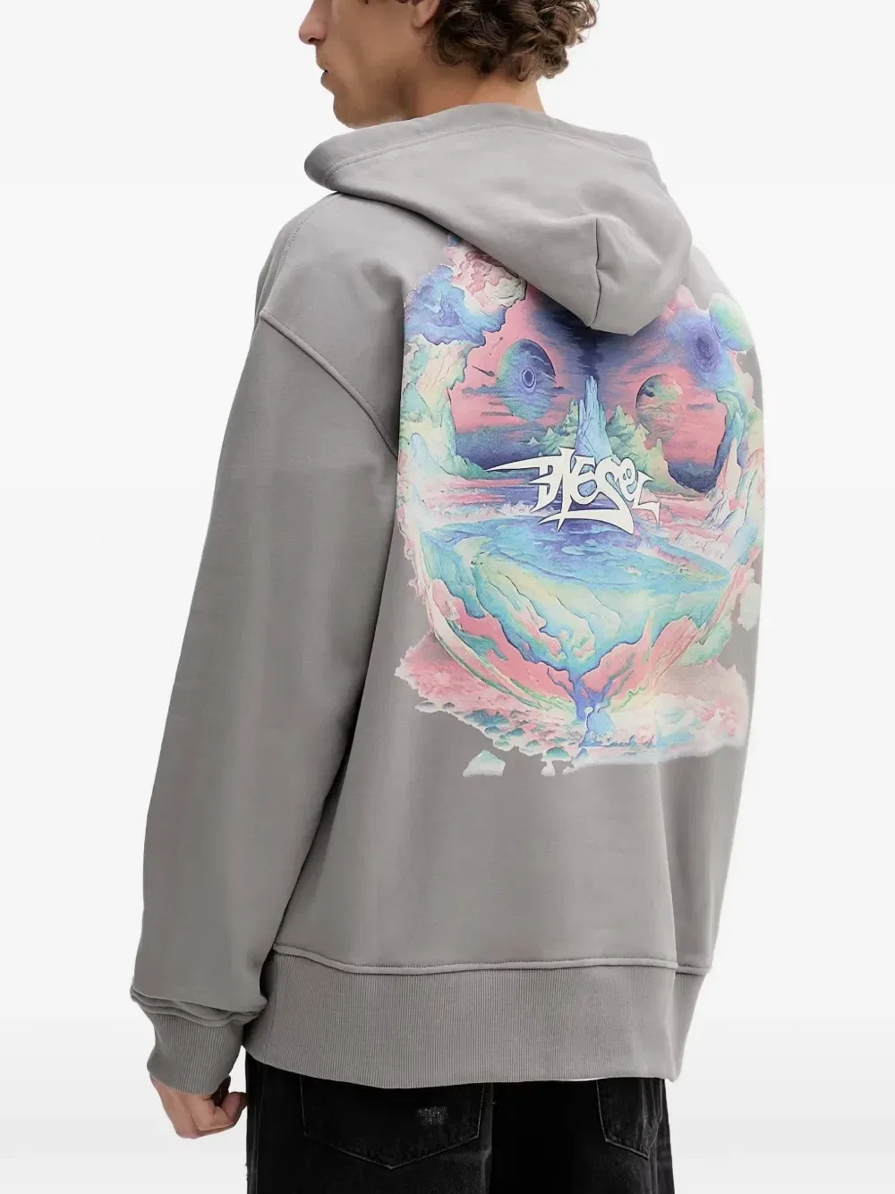 Худи S-Macs-Hood-V2 с графическим принтом и вышивкой логотипа DIESEL, серый — фото 3