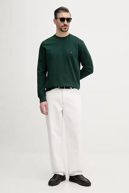 Худи мужское из хлопка Tommy Hilfiger, зеленый — фото 2