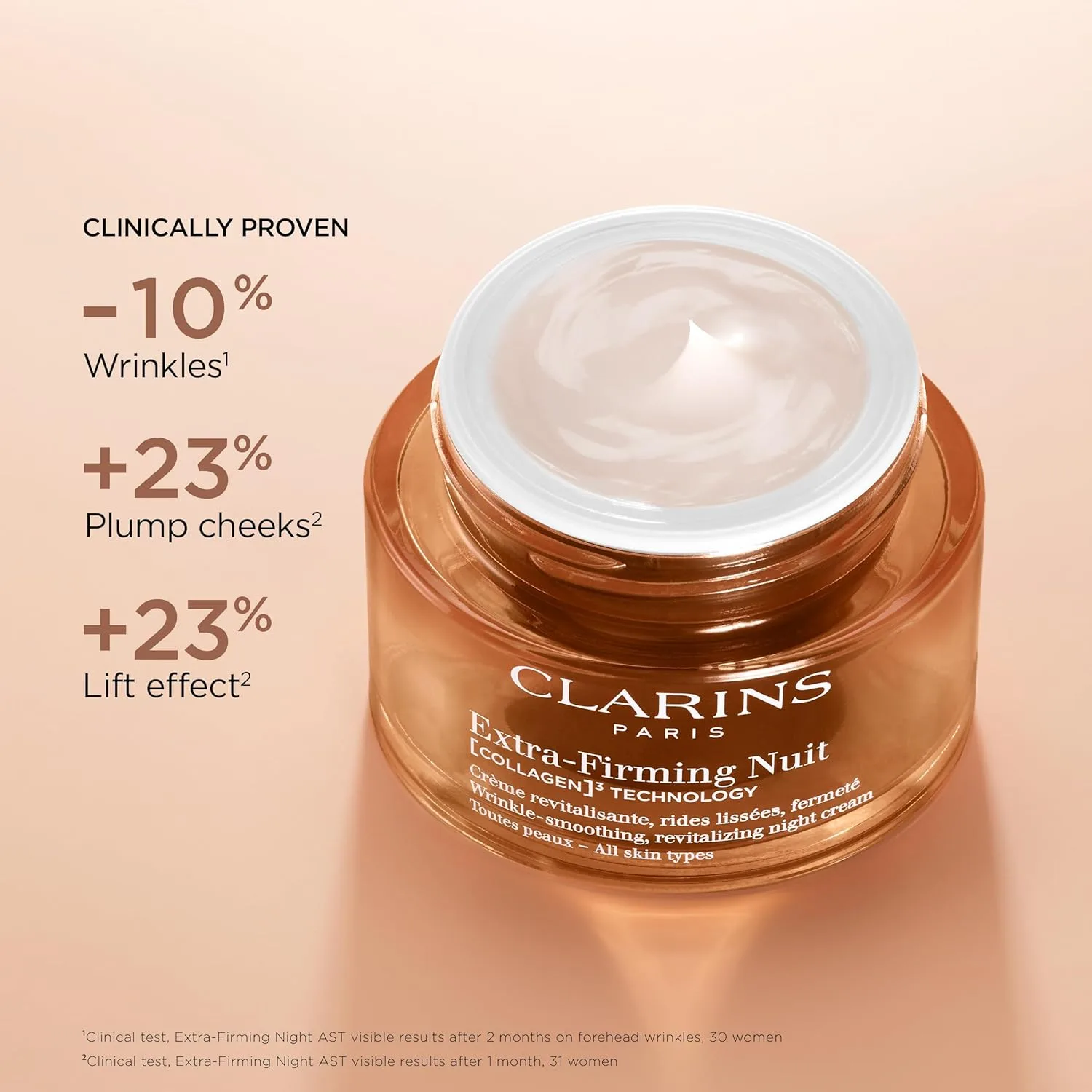 Крем для лица Clarins — NEW Extra-Firming ночной увлажняющий для упругости и обновления кожи с коллагеновыми, 50 мл — фото 2