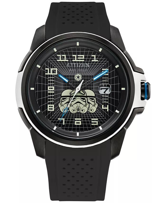 

Eco-Drive Мужские часы «Звездные войны» Imperial Stormtrooper с черным перфорированным полиуретановым ремешком, 44 мм Citizen
