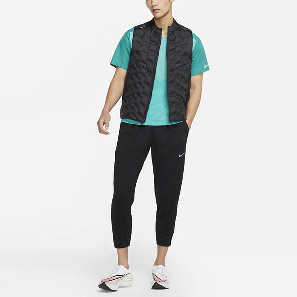Брюки men's logo solid color elastic waistband drawstring sports pants/trousers/joggers autumn black Nike, черный — фото 3