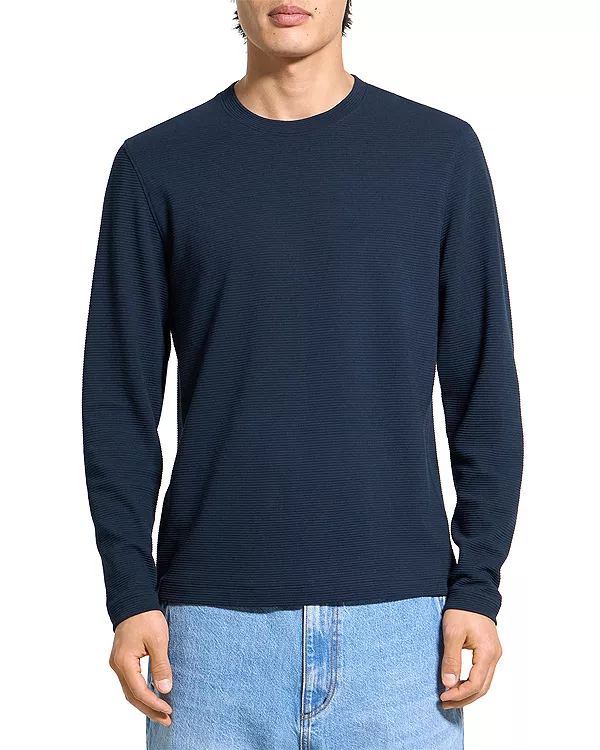 

Футболка Delroy in studio t жаккард свободного кроя с длинным рукавом Theory, синий