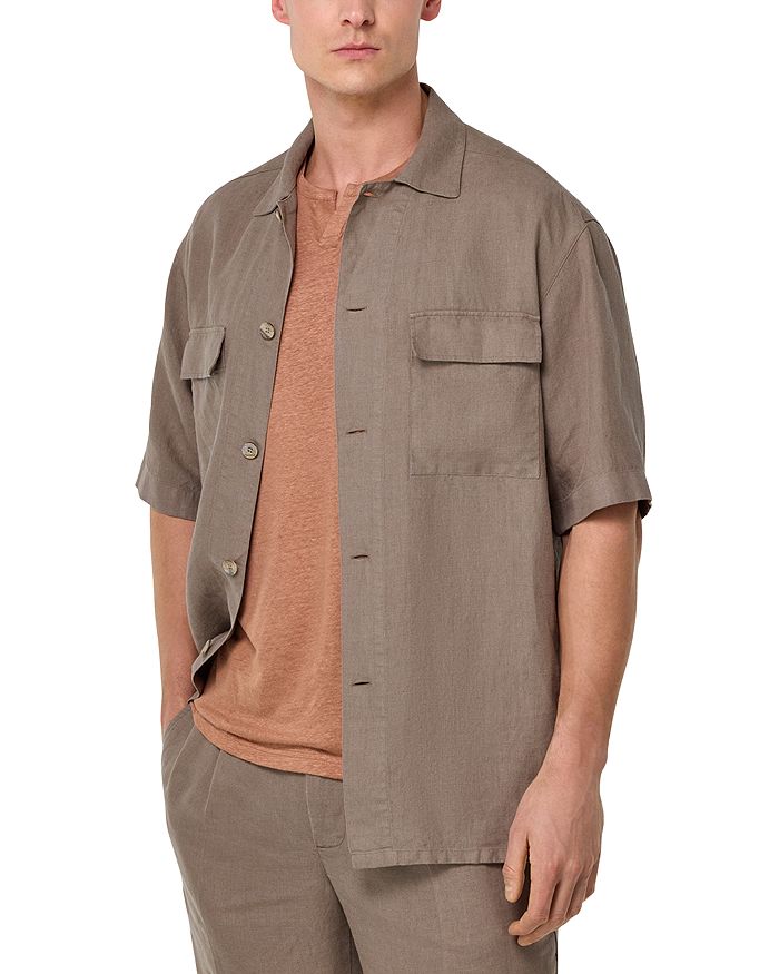 

Льняная рубашка на пуговицах Overshirt Boggi Milano, коричневый/бежевый