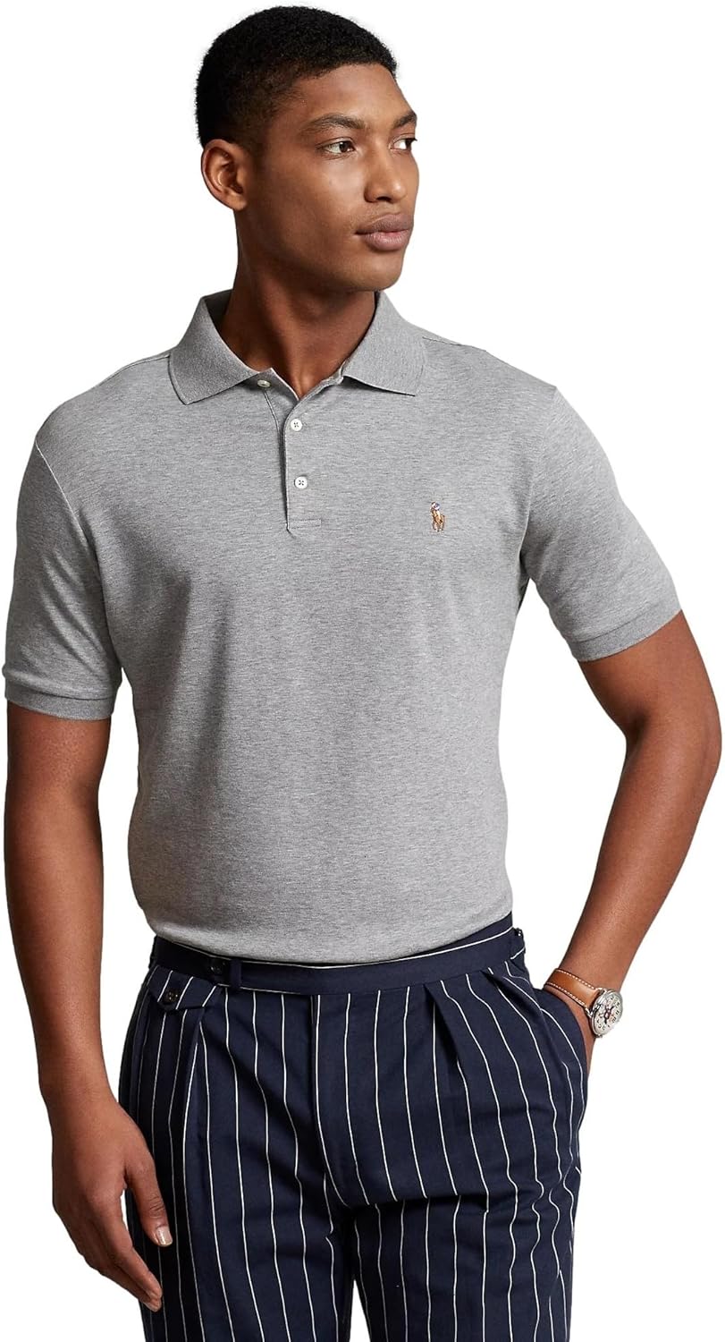 POLO RALPH LAUREN Мужская классическая футболка-поло из мягкого хлопка, Ralph Lauren Grey Heather — фото 3
