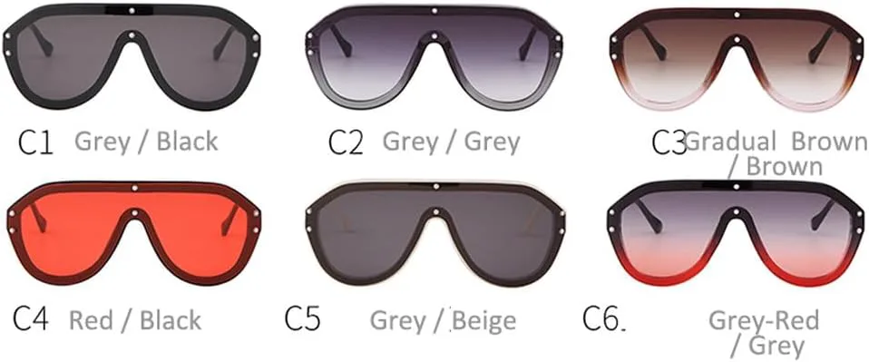 

Модные женские солнцезащитные очки большого размера, цельные, с защитой от УФ-излучения UV400, женские модные солнцезащитные очки с заклепками, очки UV400 generic, C2