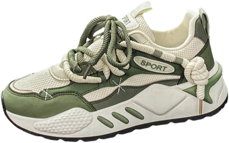 

Мужские модные спортивные кроссовки - с шнуровкой, с толстой подошвой, повседневные - резиновая подошва - подходят для повседневного ношения или работы Spkfhd, зеленый