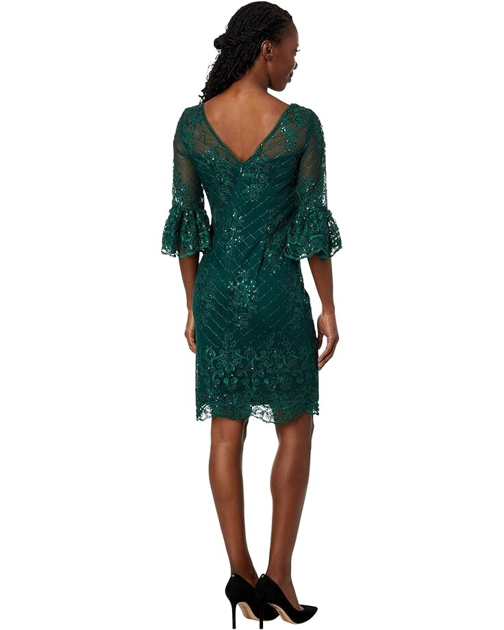 

Платье Adrianna Papell Embroideered Bell Sleeve Sheath Dress, цвет Deep Forest
