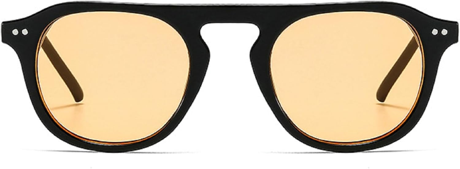 

Ретро-солнцезащитные очки с квадратными заклепками для мужчин, модные темно-зеленые и желтые оттенки, защита от ультрафиолета UV400, трендовые женские солнцезащитные очки-пилот mincl, Yellow