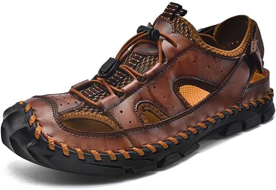 

Кроссовки Asifn Men Summer дышащие спортивные сандалии рыбак повседневные для прогулок на улице, легкая обувь для вождения, коричневый