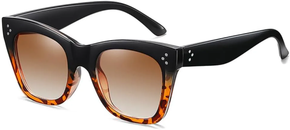 

Ретро-солнцезащитные очки «кошачий глаз» для женщин, модные очки с заклепками, солнцезащитные очки UV400 для мужчин с градиентным покрытием generic, Black Leopard Tea