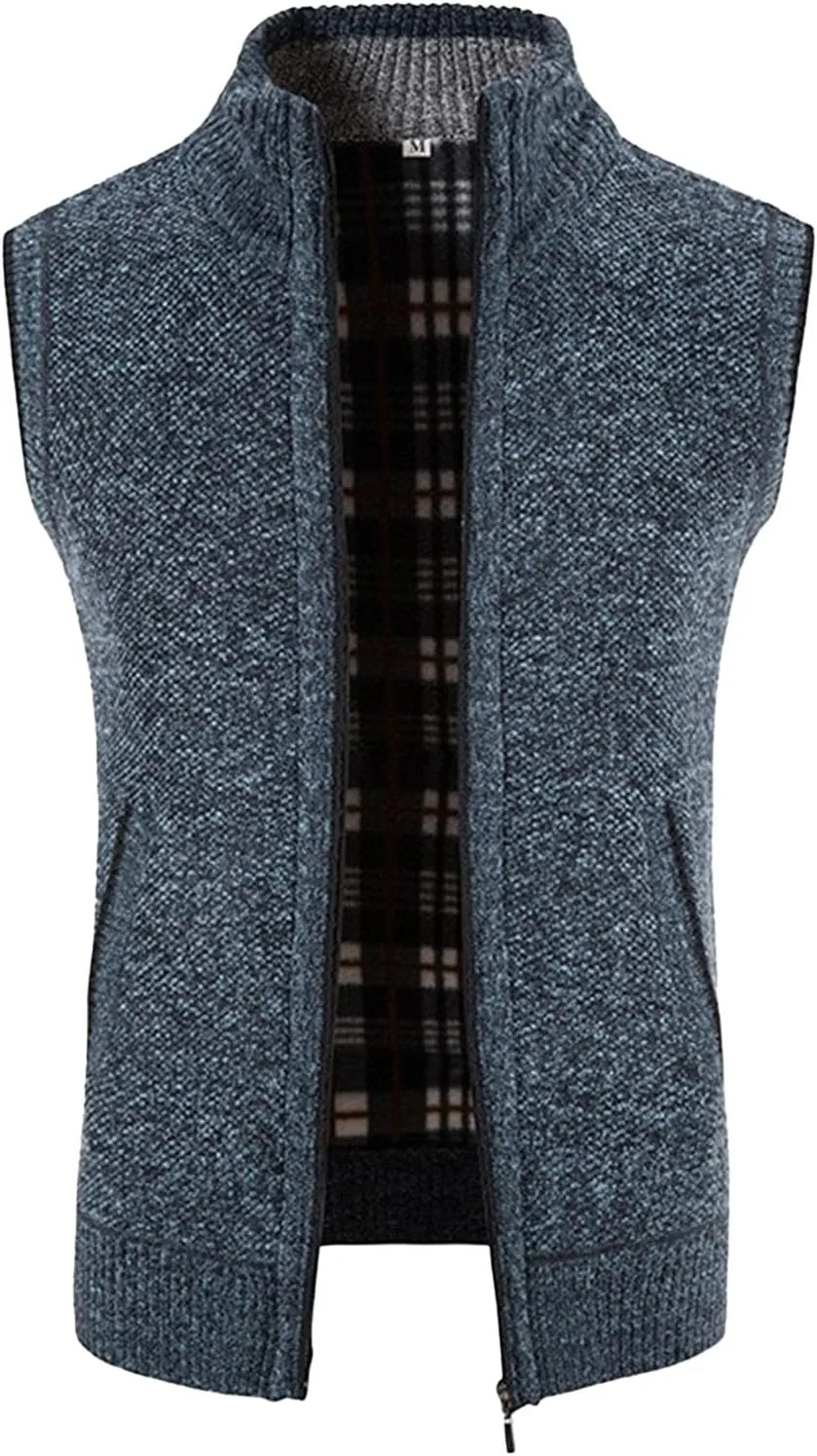 

Мужской безрукавный кардиган-жилет с молнией и воротником-стойкой DGHM-JLMY