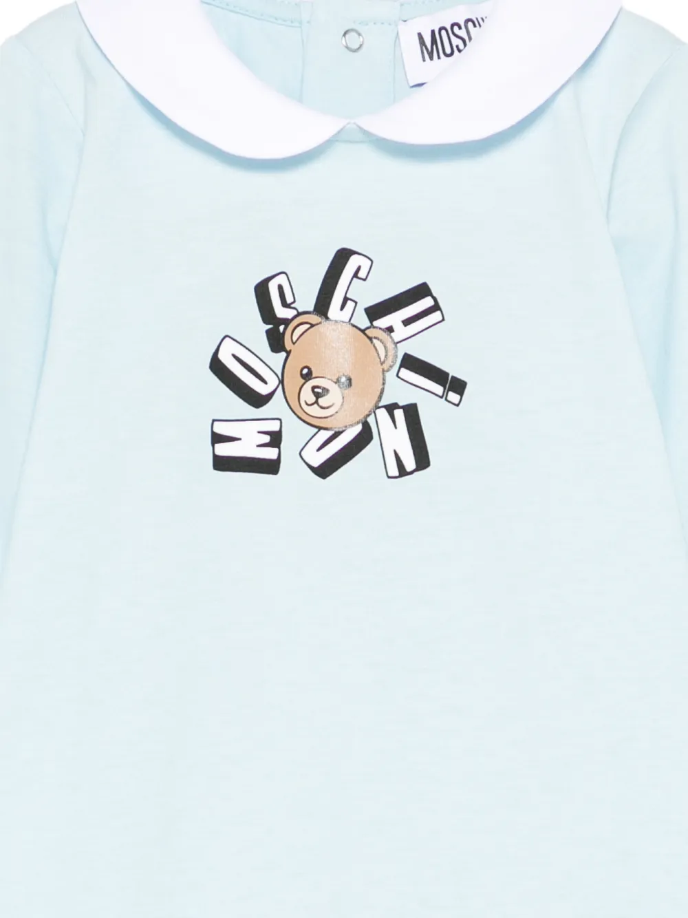 Пижама с графическим принтом и воротником питер пэн Moschino Kids, синий — фото 3