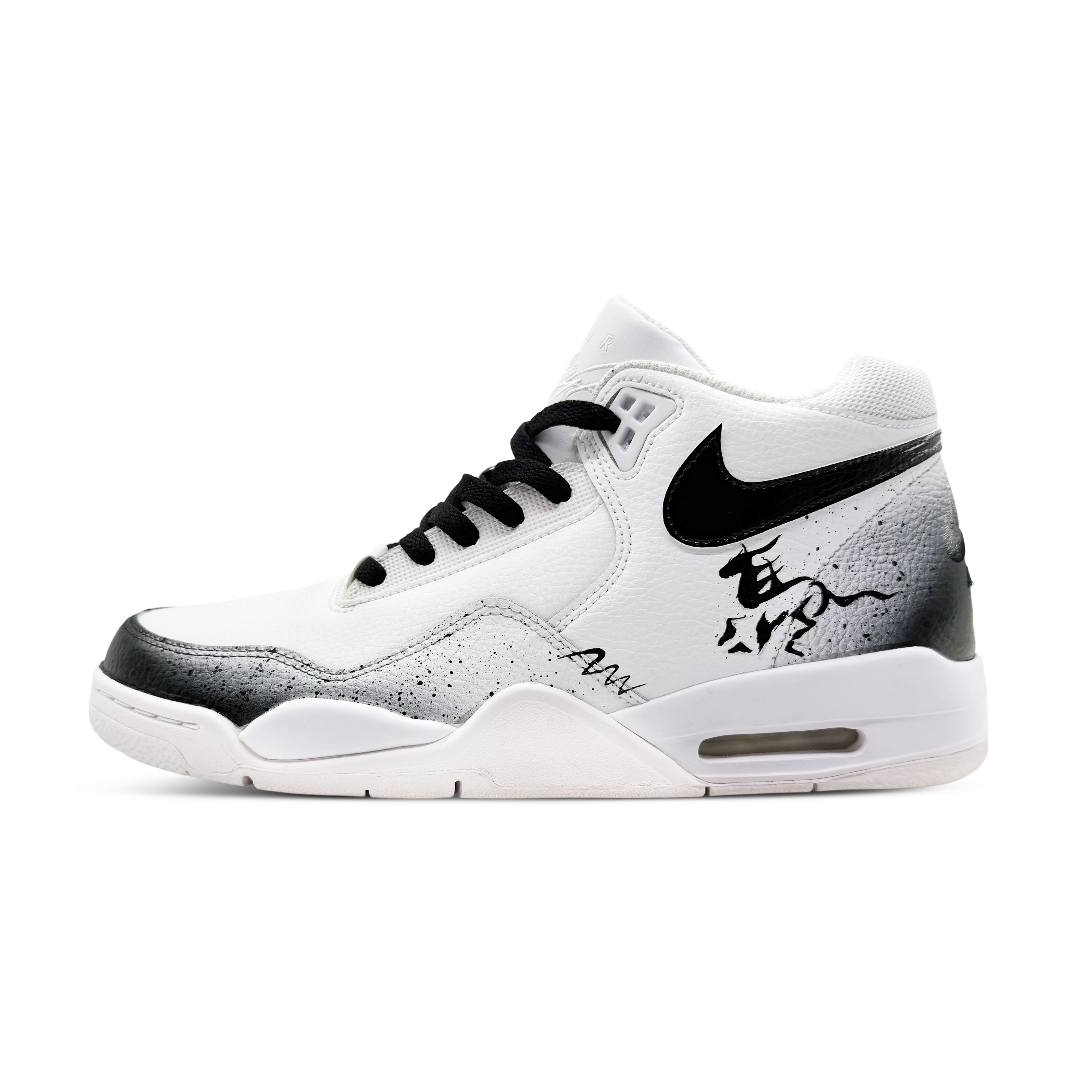 

Кроссовки баскетбольные Flight Legacy Shima Fei Yang, Year Of The Horse Limited Edition Slip Resistant Coverage Mid top Nike, черный белый