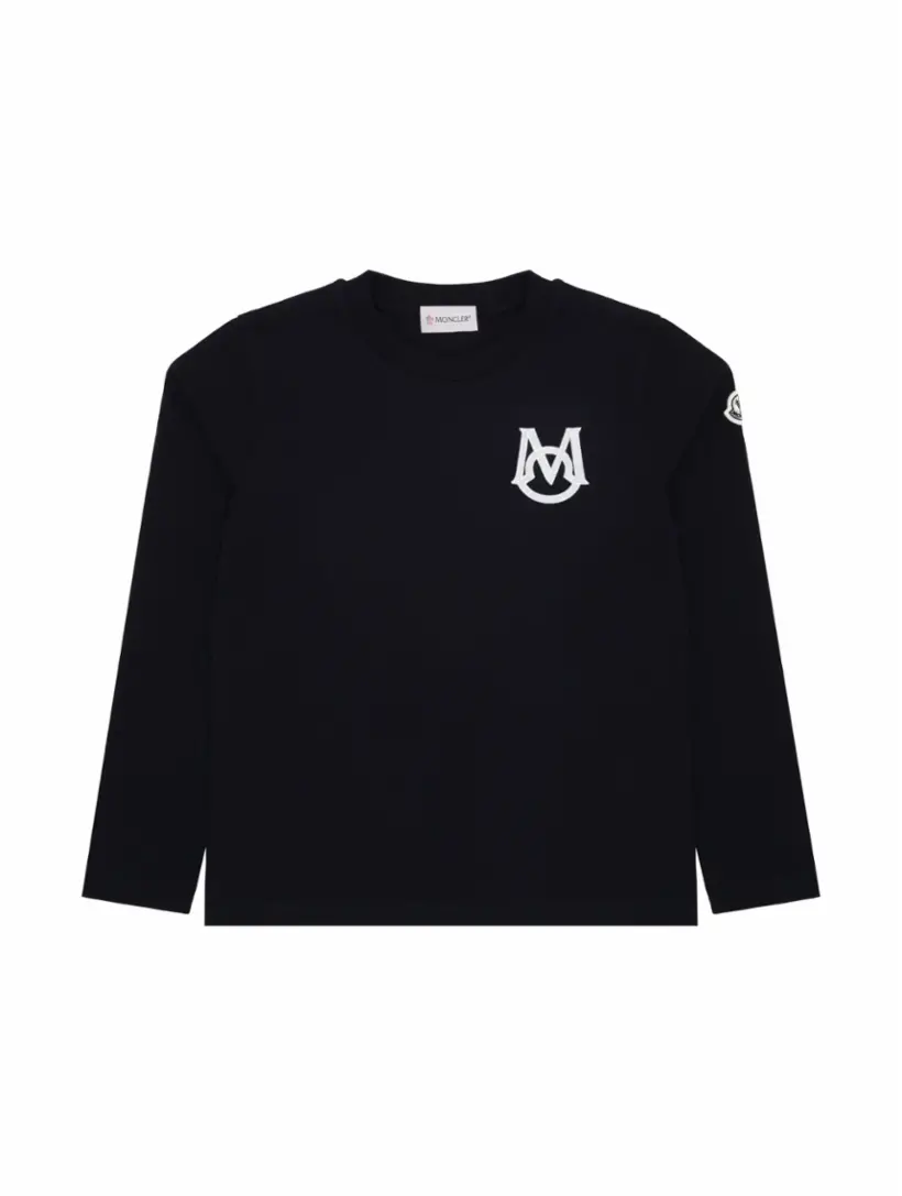 

Хлопковый лонгслив с логотипом Moncler, тёмно-синий