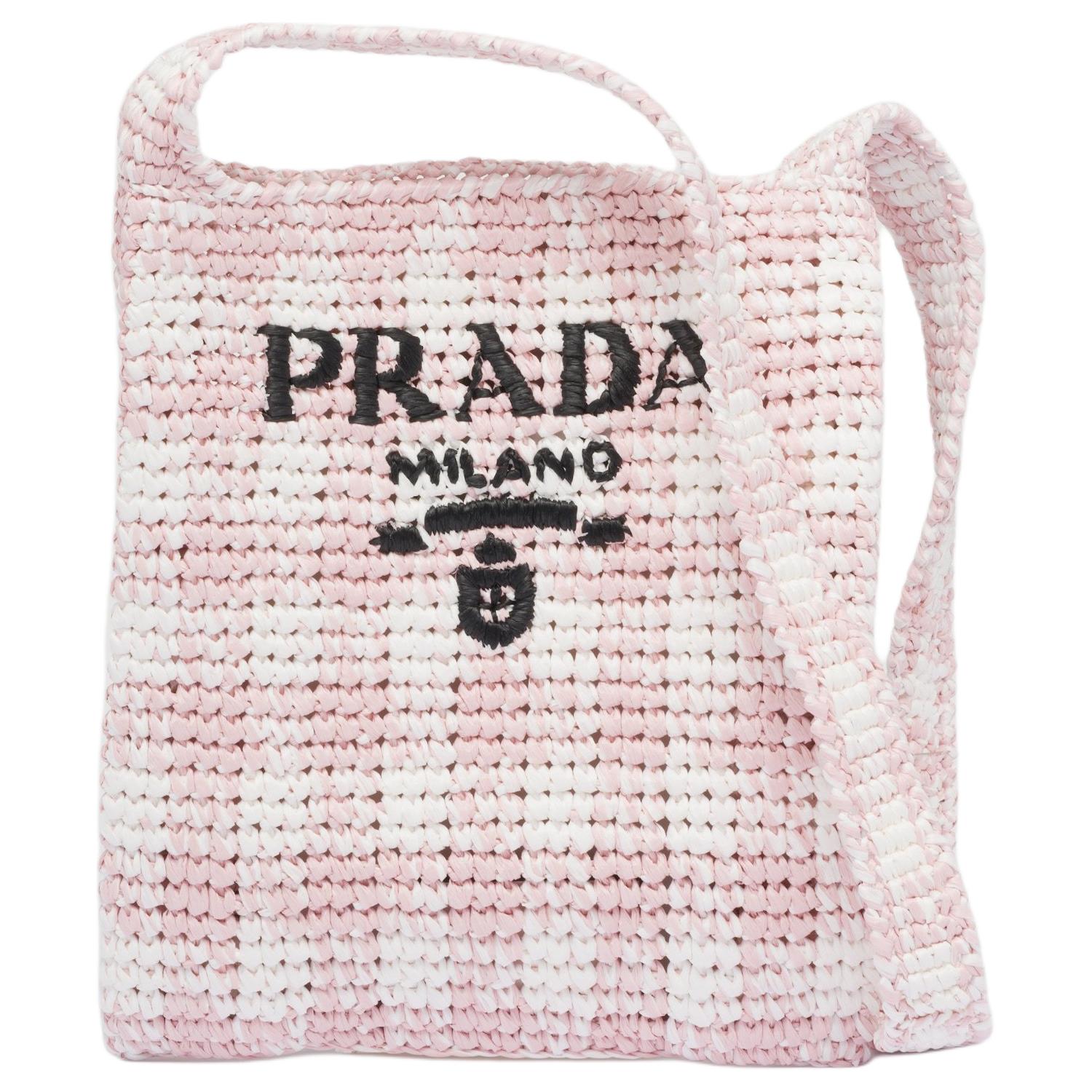 

PRADA Переносная женская сумка через плечо из соломки лозы и рафии розовая